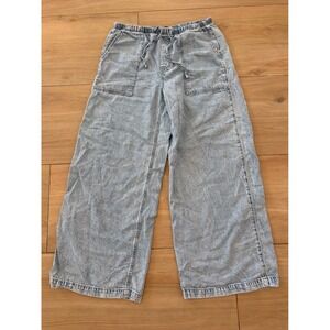 Gap Womens Light Wash Wide Leg Drawstring Denim Pants Blue Size M Relaxed Fit